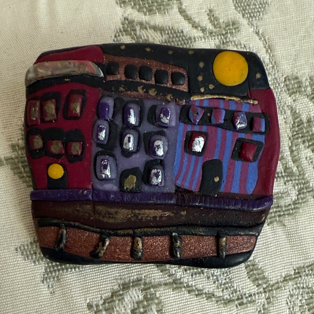 Signed Wear Art Colorful Brooch